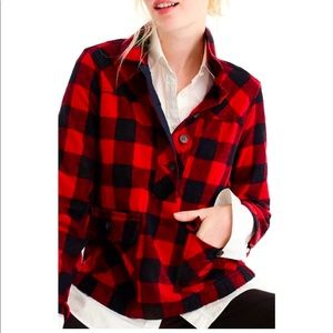 J.Crew Buffalo Plaid Wool Popover Shirt XS
